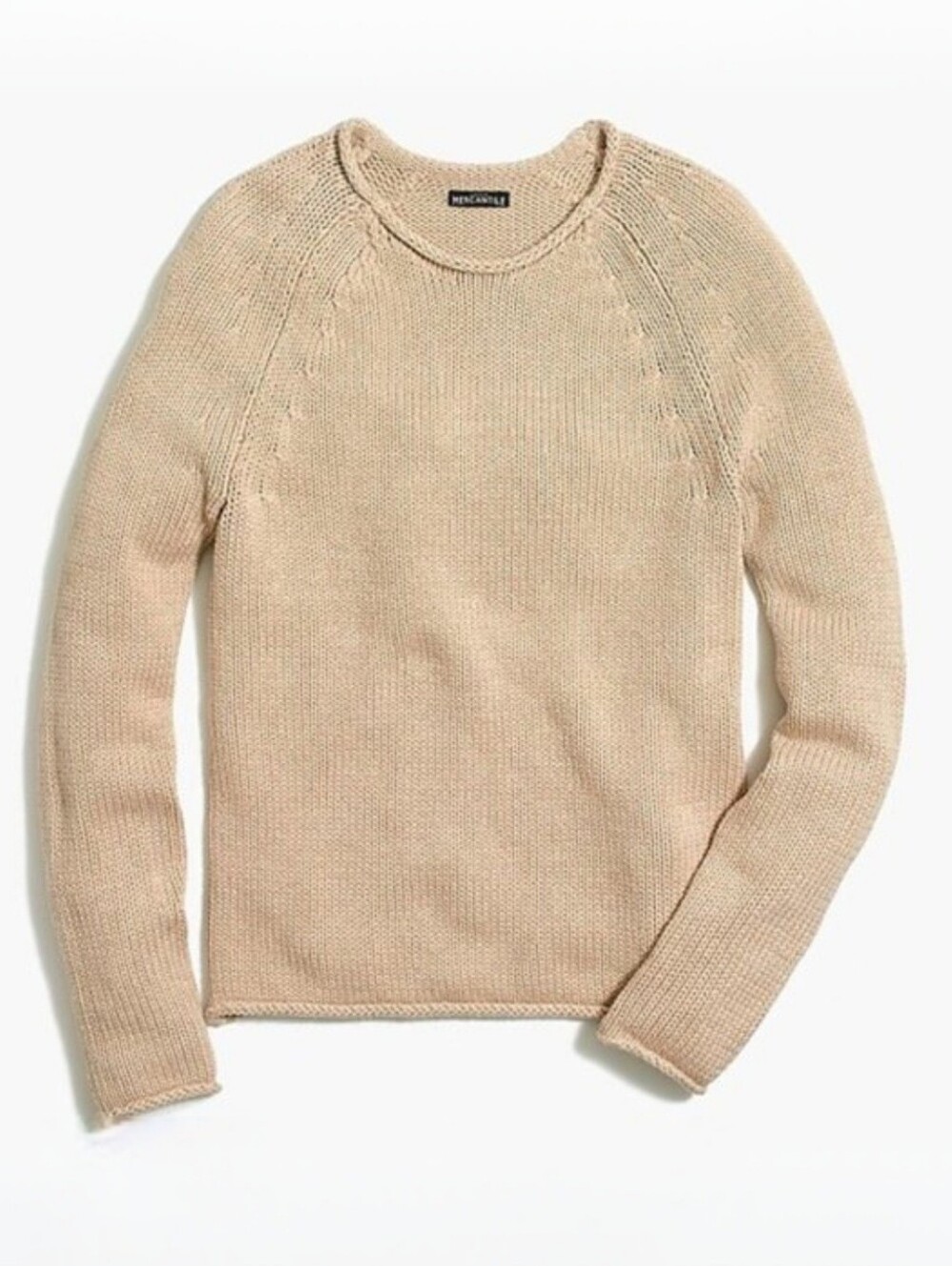 J CREW Rollneck Pullover Sweater In Heather Camel Tan Size Small Cotton Neutral